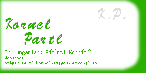 kornel partl business card